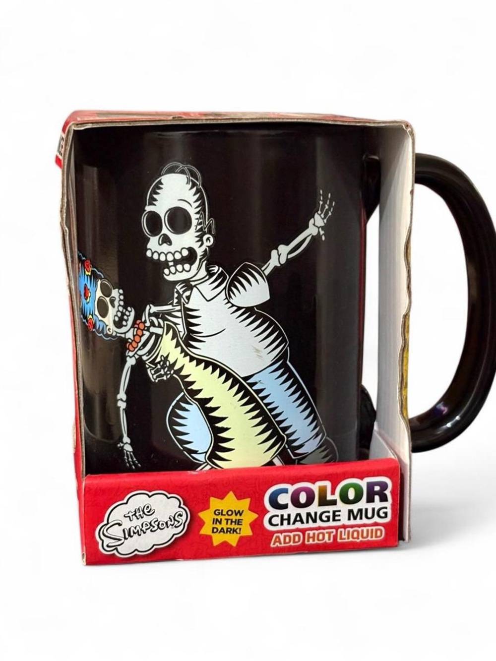 Vtg The Simpsons Halloween Color Change Mug Glow in the Dark Skeleton Zak! 15oz